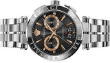 Versace Aion Chronograph Black Dial Silver Steel Strap Watch For Men - VE1D01019