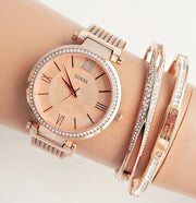 Guess Soho Rose Gold Dial Stainless Steel Watch For Women - W0638L4