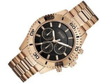 Guess Chaser Chronograph Black Dial Rose Gold Steel Strap Watch for Men - W0170G3