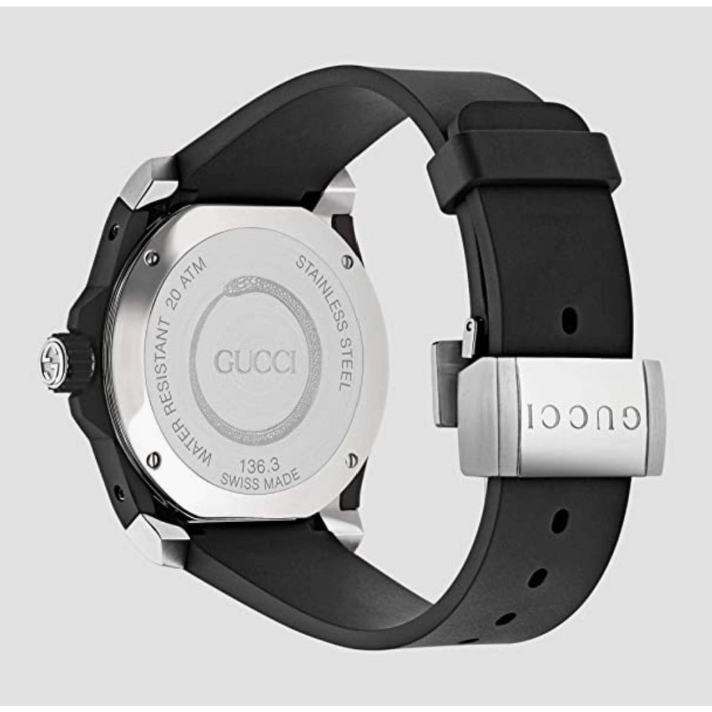 黒Gucciブレスレットウォッチ Gucci Dive Feline Black Dial Black Rubber Strap Watch For Men