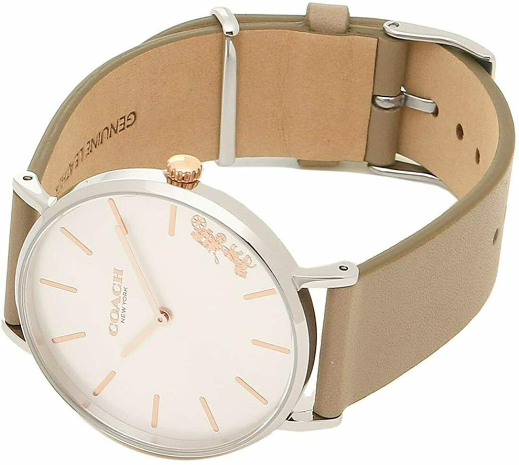 Coach Perry Silver Dial Light Brown Leather Strap Watch for Women - 14503119