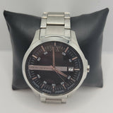 Armani Exchange Hampton Chronograph Black Dial Silver Steel Strap Watch For Men - AX2103