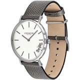 Coach Perry White Dial Grey Leather Strap Watch for Women - 14503155