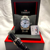 Tissot Gentleman Powermatic 80 Silicium Ice Blue Silver Steel Strap Watch For Men - T127.407.11.351.00