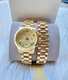 Michael Kors Camille Pavé Crystals Gold Dial Gold Steel Strap Watch for Women - MK6958