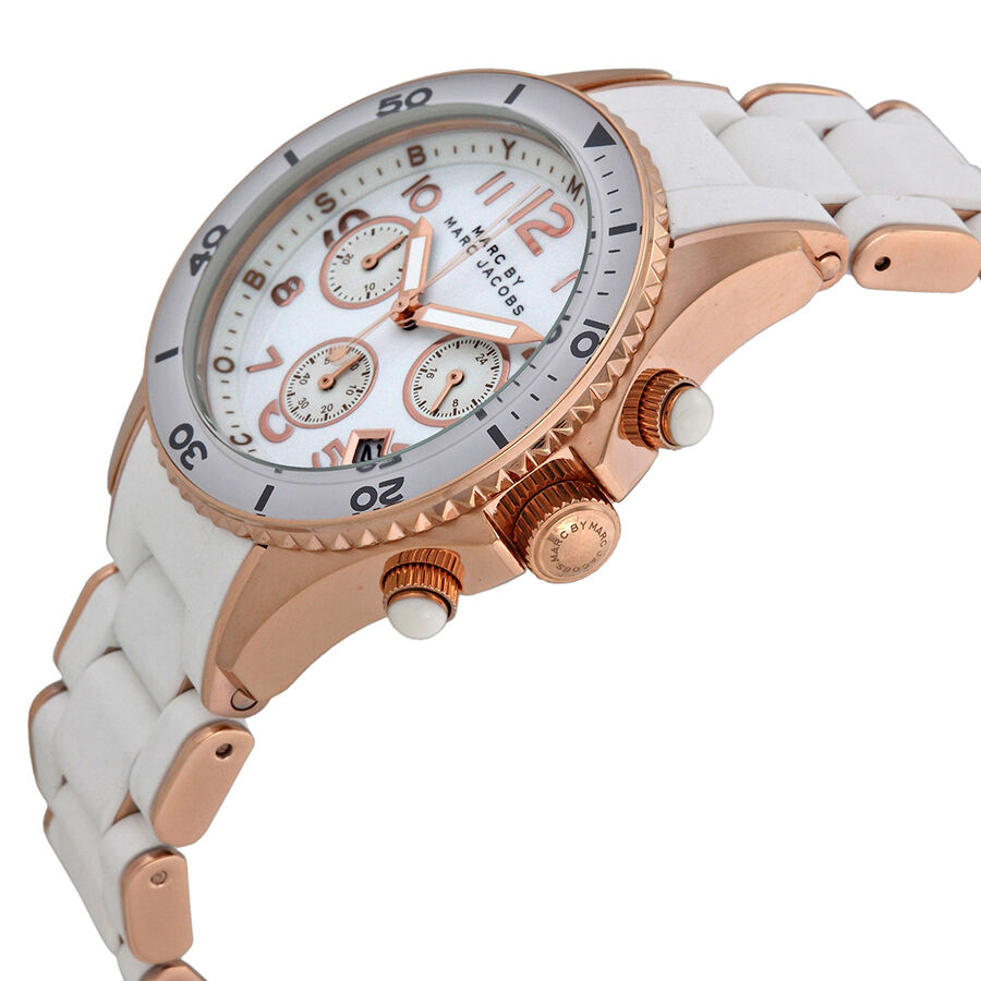 Marc by Marc Jacobs‎ Women\'s Rock Chronograph White Dial Strap Watch MBM2547 Marc Jacobs Rock Chronograph White Dial White Silicone Strap  main image 2
