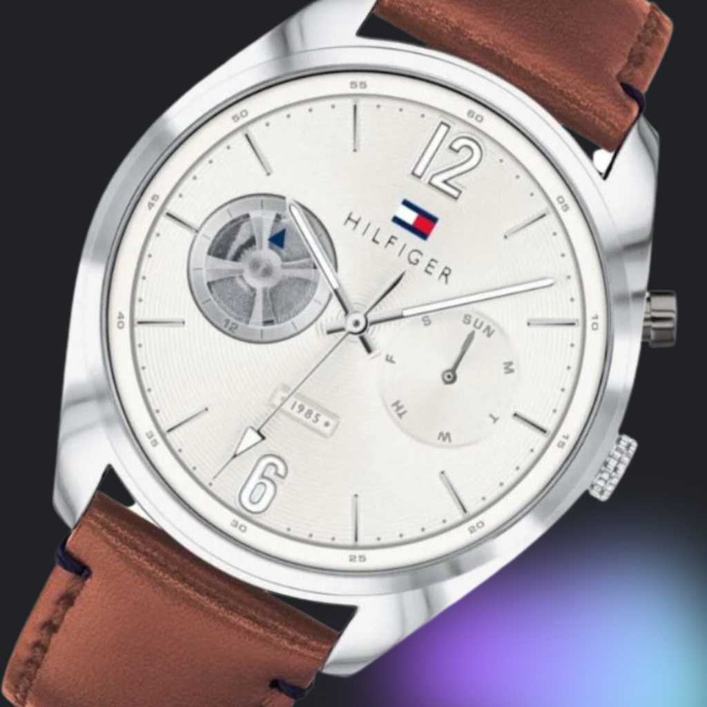 Tommy Hilfiger Deacon White Dial Brown Leather Strap Watch for Men