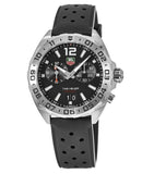 Tag Heuer Formula 1 Alarm Quartz Black Dial Black Rubber Strap Watch for Men -  WAZ111A.FT8023