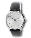 Calvin Klein Posh Silver Dial Black Leather Strap Watch for Men - K8Q311C6