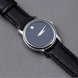 Movado Museum Black Dial Black Leather Strap Watch For Men - 2100002