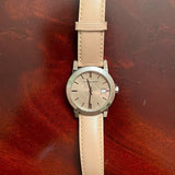 Burberry The City Beige Dial Beige Leather Strap Watch for Women - BU9107