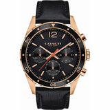 Coach Sullivan Chronograph Black Dial Black Leather Strap Watch for Men - 14602087