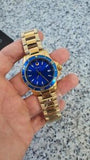 Movado Series 800 Blue Dial Gold Steel Strap Watch For Men - 2600144