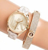 Michael Kors Jaycie Quartz Gold Dial White Leather Strap Watch for Women - MK2861