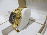 Versace Dominus Chronograph Black Dial Gold Steel Strap Watch For Men - VE6H00523