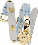 Versace Medusa Lock Icon Quartz White Dial Blue Leather Strap Watch for Women - VEDW00419