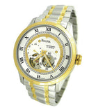 Bulova BVA Skeleton Silver Dial Two Tone Steel Strap Watch for Men - 98A123