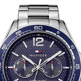 Tommy Hilfiger Erik Chronograph Blue Dial Silver Steel Strap Watch for Men - 1791366