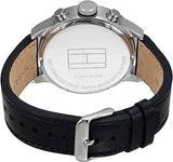 Tommy Hilfiger Sport Chronograph Black Dial Black Leather Strap Watch for Men - 1791050