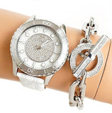 Michael Kors Runway Three Hand White Dial White Leather Strap Watch For Women - MK6998