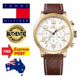 Tommy Hilfiger Jake Quartz White Dial Brown Leather Strap Watch for Men - 1791231