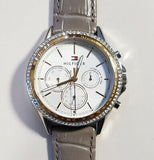 Tommy Hilfiger Ari Diamonds White Dial Grey Leather Strap Watch for Women - 1781980