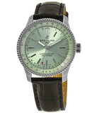 Breitling Navitimer Automatic 35 Green Dial Green Leather Strap Watch for Women - A17395361L1P1