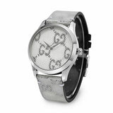 Gucci G Timeless Quartz Grey Dial Grey Leather Strap Watch For Men - YA1264058