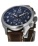 Tissot Chrono XL Vintage Blue Dial Brown Leather Strap Watch For Men - T116.617.16.042.00