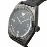 Emporio Armani Franco Black Dial Black Leather Strap Watch For Men - AR0368