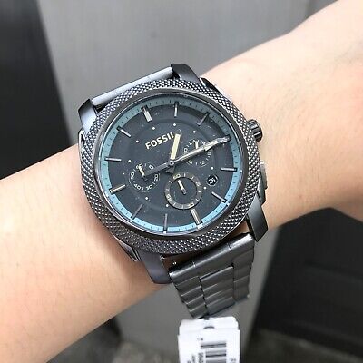 Strap Men Chronograph Machine for Dial Fossil Grey Grey Watch Steel