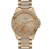 Guess Frontier Chronograph Crystals Rose Gold Dial Rose Gold Steel Strap Watch for Men - W0799G3