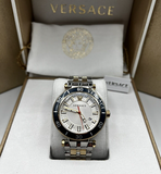 Versace Greca Sport Quartz White Dial Two Tone Steel Strap Watch For Men - VEZ300521