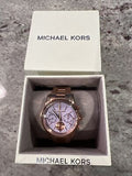 Michael Kors Runway Chronograph Purple Dial Rose Gold Steel Strap Watch For Women - MK6163