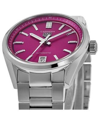 Tag Heuer Carrera Date Automatic 18K Pink Dial Silver Steel Strap