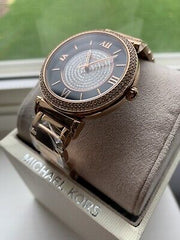 Michael Kors Catlin Black Dial Rose Gold Steel Strap Watch for Women - MK3339