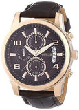 Guess Exec Chronograph Brown Dial Brown Leather Strap Watch For Men - W0076G4