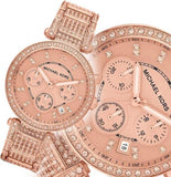 Michael Kors Uptown Glam Parker Chronograph Rose Gold Dial Steel Strap Watch for Women - MK5663