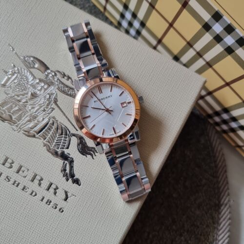 Burberry The City White Dial Two Tone Steel Strap Watch for Women
