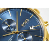Hugo Boss Associate Chronograph Blue Dial Gold Steel Strap Watch for Men - 1513841