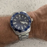 Tag Heuer Aquaracer 43mm Jam Tangan Tali Baja Perak Dial Biru untuk Pria - WAY101C.BA0746