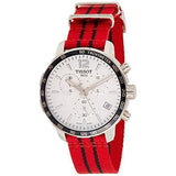 Tissot Quickster Chronograph NBA Chicago Bulls Jam Tangan Tali NATO Merah Dial Putih Untuk Pria - T095.417.17.037.04