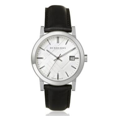 Burberry The City White Dial Black Leather Strap Watch for Men