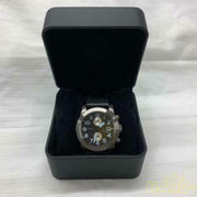 Marc Jacobs Larry Chronograph Black Dial Black Leather Strap Watch for Men - MBM5054