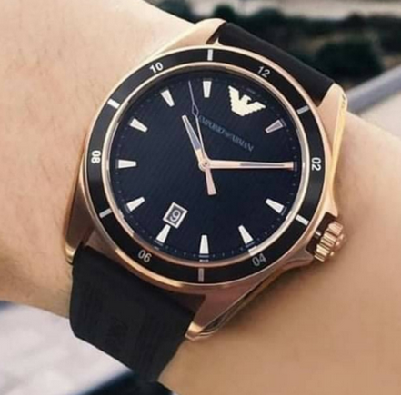 Emporio Armani Sport Quartz Black Dial Black Rubber Strap Watch For Men