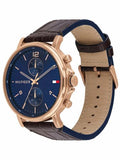 Tommy Hilfiger Daniel Blue Dial Brown Leather Strap Watch for Men - 1710418