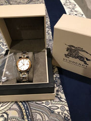 Burberry The City White Dial Two Tone Steel Strap Watch for Women - BU9105