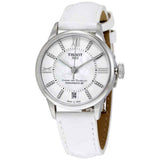 Jam Tangan Tissot Chemin Des Tourelles Powermatic 80 Lady White Dial White Leather Strap Untuk Wanita - T099.207.16.116.00