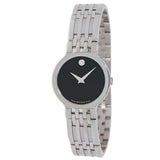 Movado Veturi Quartz Black Dial Silver Steel Strap Watch for Women - 0606338