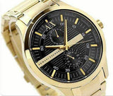 Armani Exchange Hampton Chronograph Black Dial Gold Steel Strap Watch For Men - AX2122